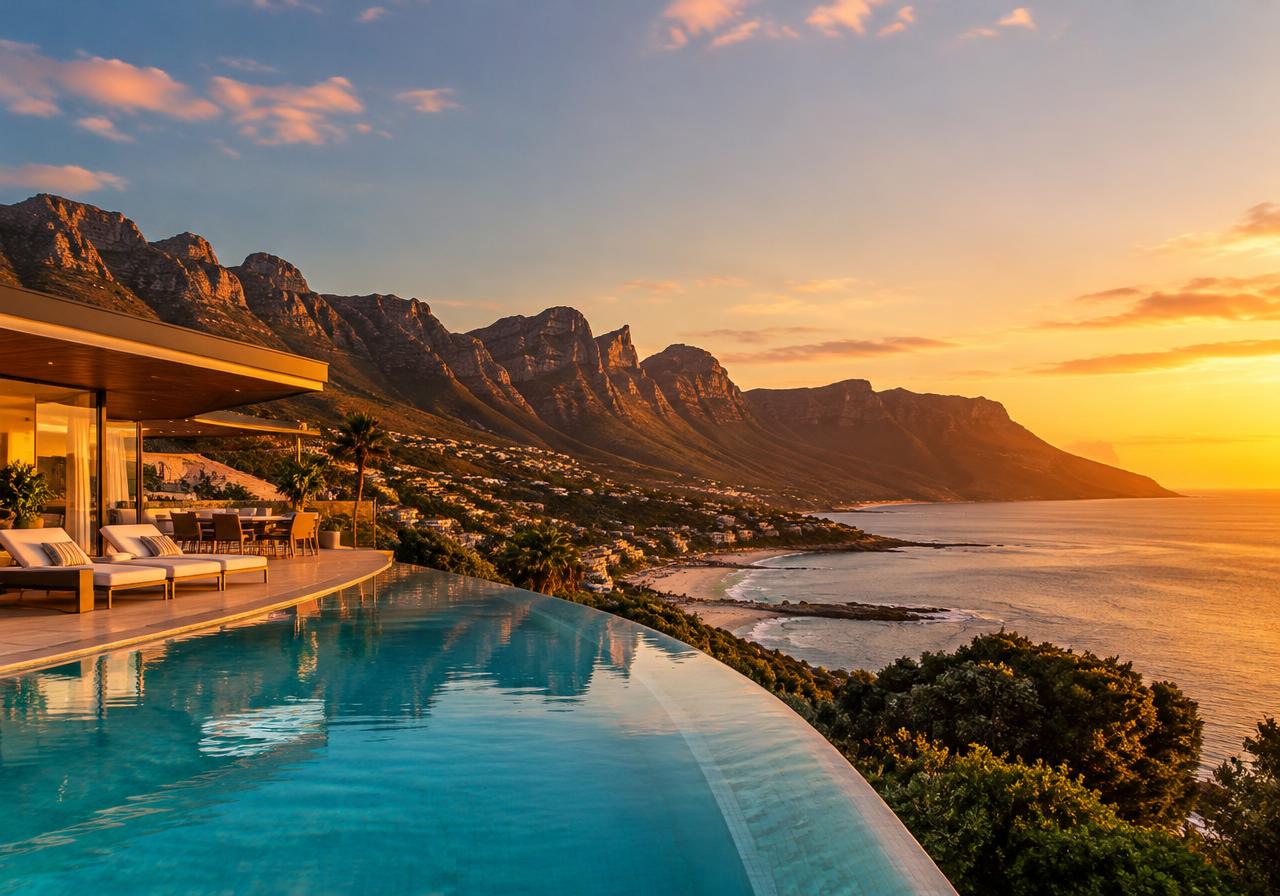 Camps Bay villa at sunset